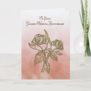 Cartão Aniversário de 50 anos de casamento religioso dour