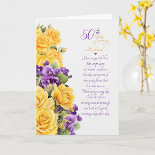 Cartão Aniversário de 50 Anos de Casamento Rosas Romântic