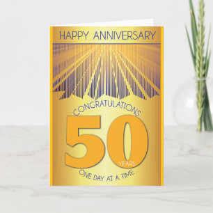 Cartão Aniversário de 50 Anos de Sobriedade Golden Ray