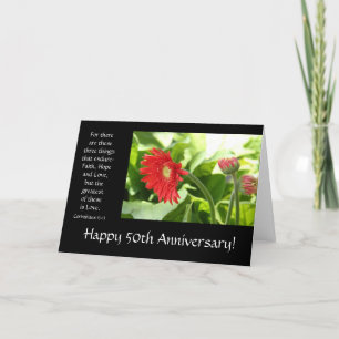 Cartão Aniversário de 50 anos, floral, versículo bíblico