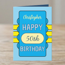 aniversário de 50 anos nome personalizado azul ama
