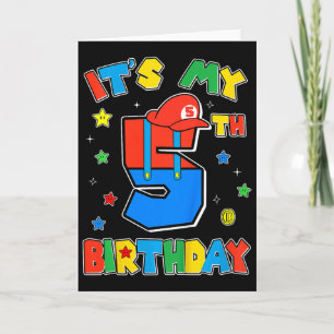 Cartão Aniversário de 5 anos do menino Super Gamer Tema d