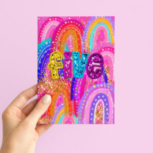 Cartão Aniversário de 5 anos Feliz Aniversário Meninas