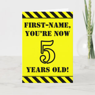 Cartão Aniversário de 5: Texto do Estilo de Estêncil Di