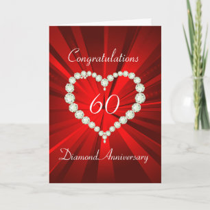 Cartão Aniversário de 60 anos do Coração de Diamante