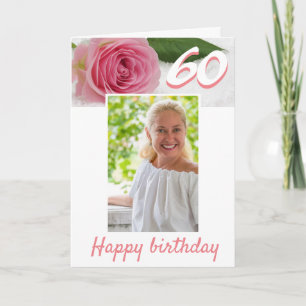 Cartão Aniversário de 60 anos Foto Floral de Flor de Rosa