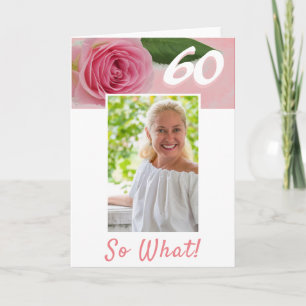 Cartão Aniversário de 60 anos Rosa Rosa Positiva Foto Ani