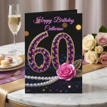 Aniversário de 60 anos Rosa Roxa Elegante Ametista
