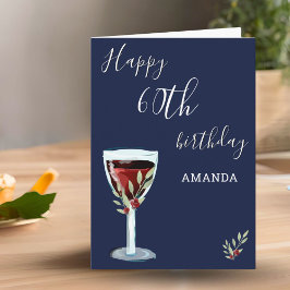 Cartão Aniversário de 60 anos Vinho Tinto Rosa Aquarela A