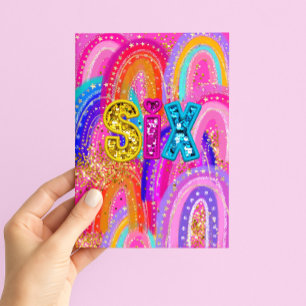 Cartão Aniversário de 6 anos Feliz Aniversário Meninas