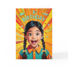 Aniversário de 6 anos Menina Asiático-Americana Es
