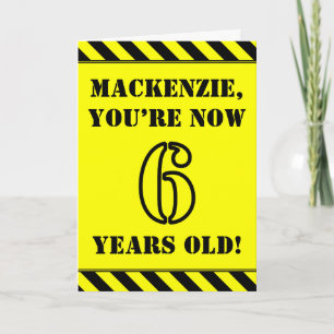 Cartão Aniversário de 6: Texto do Estilo de Estêncil Di