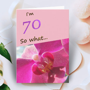 Cartão Aniversário de 70 anos com Orquídea Rosa Engraçado