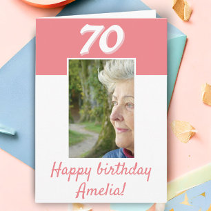 Cartão Aniversário de 70 anos Foto Rosa Feliz Aniversário