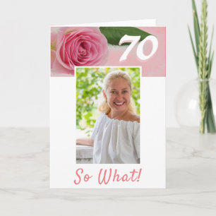 Cartão Aniversário de 70 anos Rosa Rosa Positiva Foto Ani