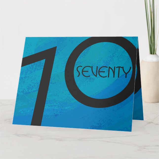 Cartão Aniversário de 70 Década Azul (Frente)