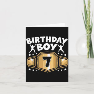 Cartão Aniversário de 7 anos de menino de wrestling