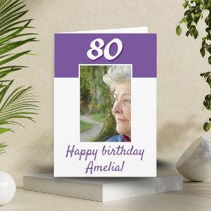 Cartão Aniversário de 80 anos Foto Personalizada Feliz An
