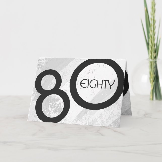 Cartão Aniversário de 80 Décadas Branco (Frente)