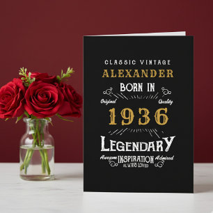 Cartão Aniversário de 90 anos personalizado Nascido em 19