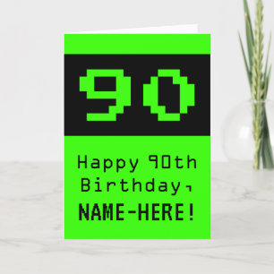 Cartão Aniversário de 90: Estilo Nerdy / Geeky "90" e No