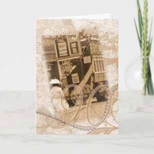 Cartão Aniversário de 90 - Vintage, Nostalgia, Aniversári