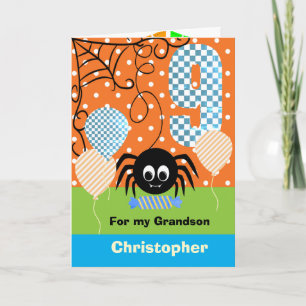 Cartão Aniversário de 9 anos com tema de Halloween para o