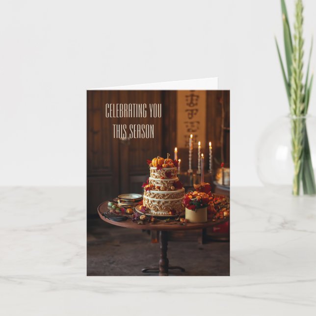 Cartão Aniversário de Ação de Graças da Colheita de ouros (Frente)