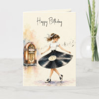 Aniversário de Adolescente Retro Menina Dançando a