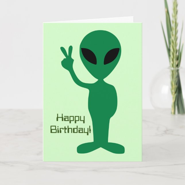 Cartão Aniversário de Alienígena pacífica (Frente)