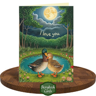 Cartão Aniversário de Amores de Arte Renovável de Patos E