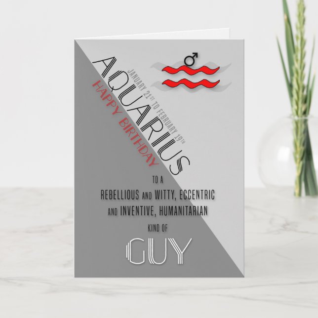 Cartão Aniversário de Aquarius para Ele 21 de janeiro, ru (Frente)