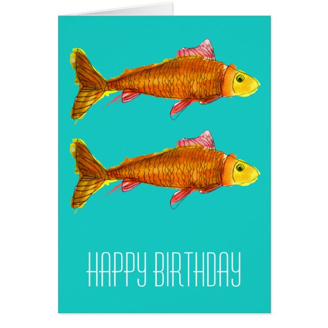 Cartão Aniversário de arte pop de peixe dourado comete fo (Frente)