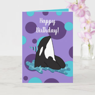 Cartão Aniversário de Baleia Assassina Orca Personalizáve