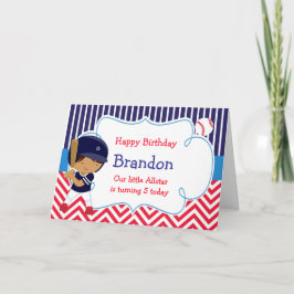Cartão Aniversário de Beisebol de um garoto americano afr