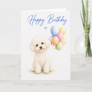 Cartão Aniversário de Bichon Frise