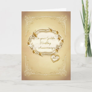 Cartão Aniversário de Bodas de Ouro, 50º