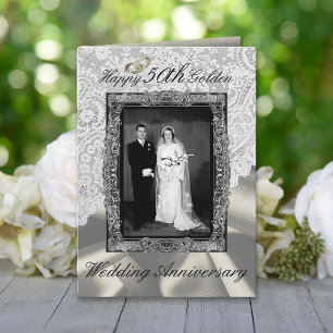 Cartão Aniversário de Bodas de Ouro Moderno