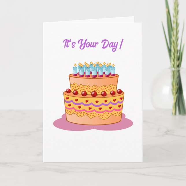 Cartão Aniversário de Bolo de Aniversário Cartocado (Frente)