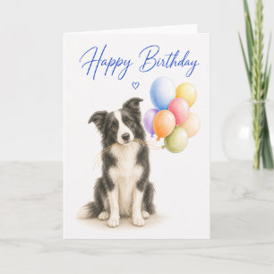 Cartão Aniversário de Border Collie