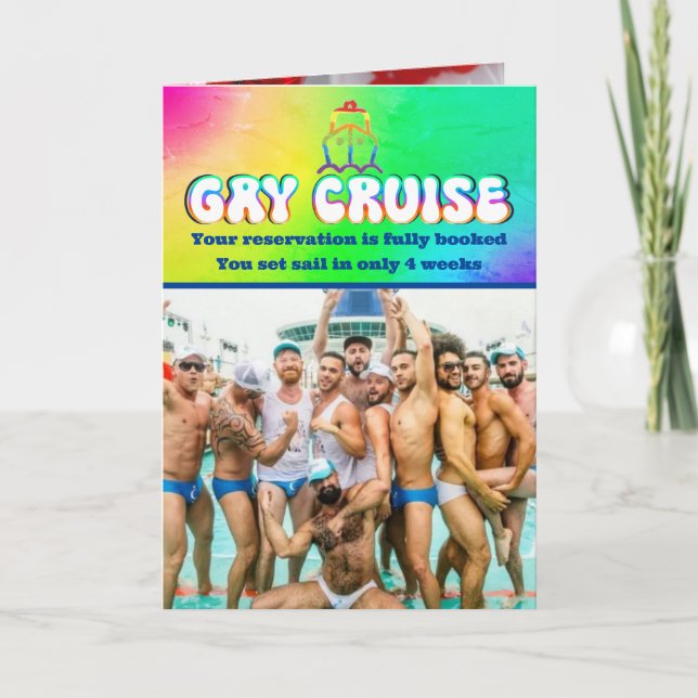 Cartão Aniversário de brincadeira do Cruise da Gay, Foto  (Frente)
