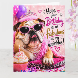 CARTÃO ANIVERSÁRIO DE BULLDOG INGLÊS DIVERTIDO E FANTÁSTI