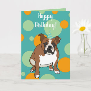 Cartão Aniversário de Bulldog Inglês Personalizável