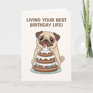 Cartão Aniversário de Cachorro Pug Engraçado