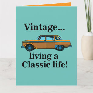Cartão Aniversário de Carro Clássico Vintage