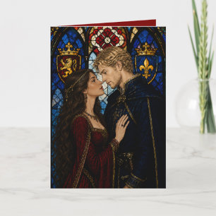 Cartão aniversário de casal medieval valentine
