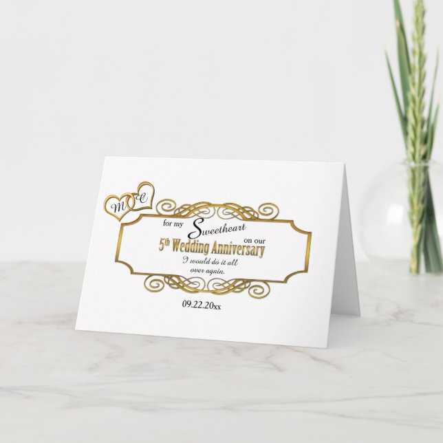 Cartão Aniversário de Casamento 5 para o Meu Amor (Frente)