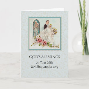 Cartão Aniversário de Casamento Católico Noiva & Noivo