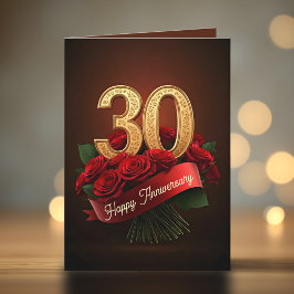 Cartão Aniversário de Casamento da 30 Clássica Romântica 