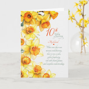 Cartão Aniversário de Casamento de 10 Anos Narcisos Senti